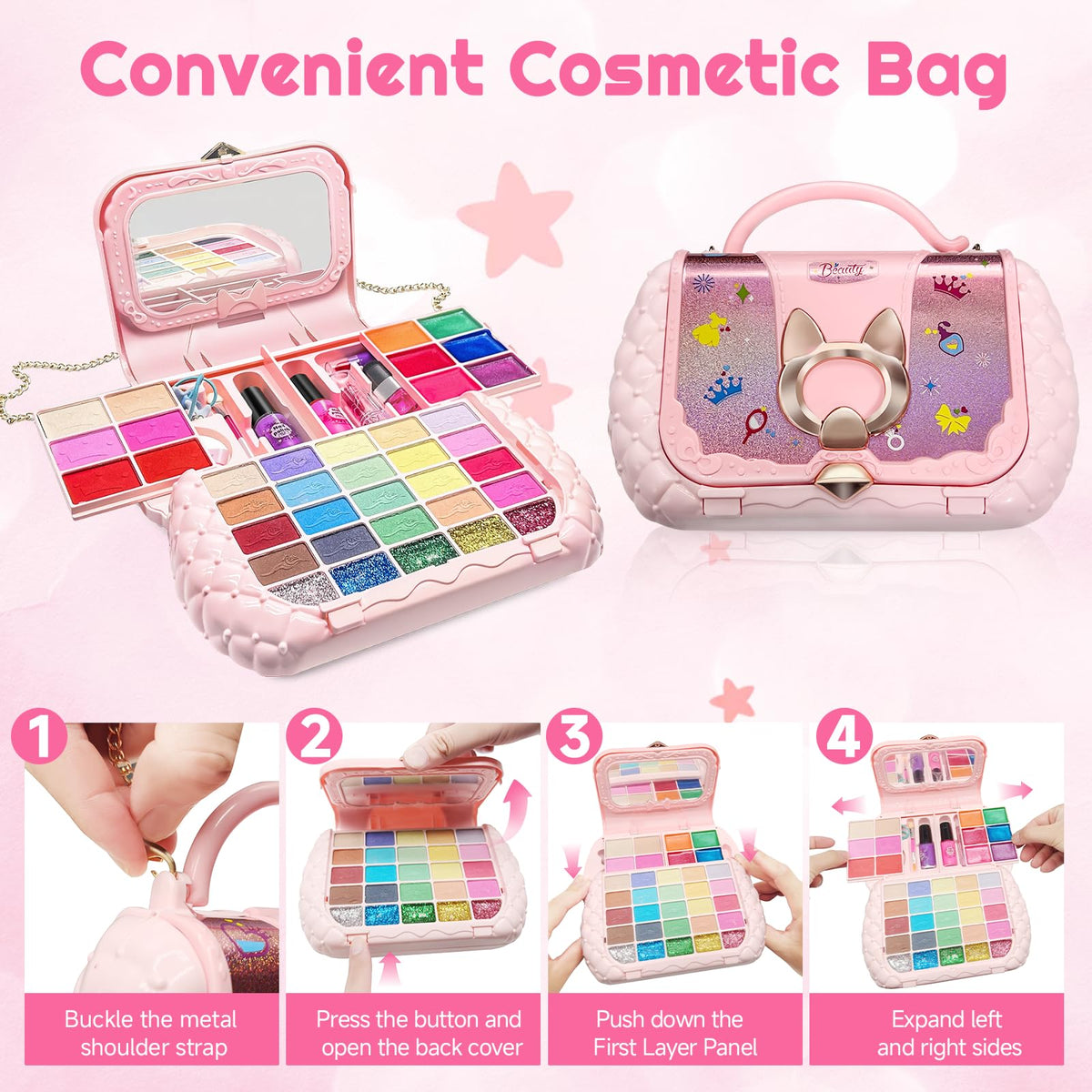 Kids Makeup Kit for Girl, Real Washable Kids Makeup Sets for Girls 5-8