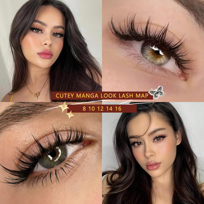 QUEWEL Fairy-Lash Clusters Kit, 144pcs Manga-Lash Clusters Kit