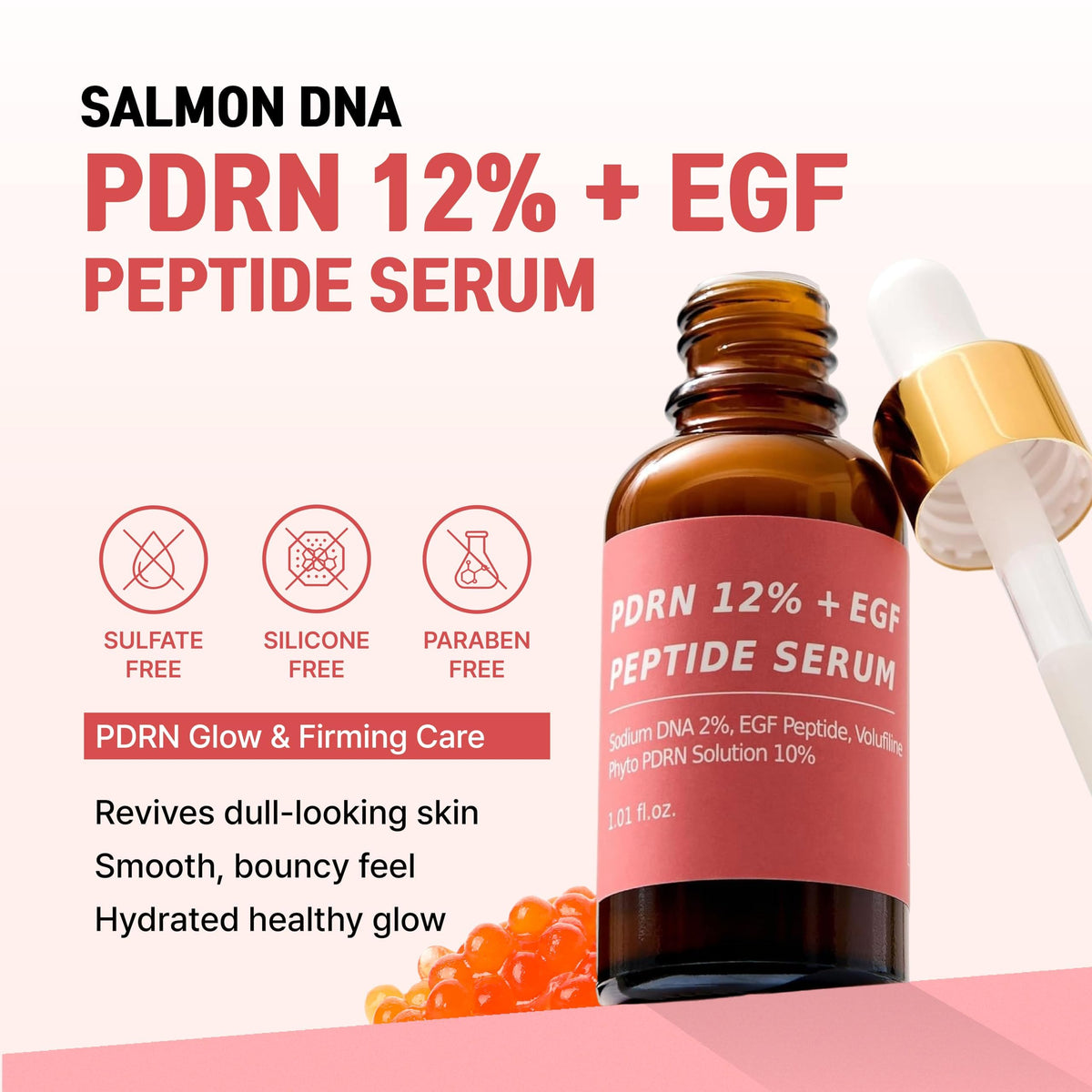 Salmon DNA PDRN 120,000 ppm EGF Peptide Microneedling Serum w/Volufiline, Phyto PDRN 12%, Growth Factor - Anti-Aging Face Serum with Niacinamide, Hyaluronic Acid 1 Fl Oz Korean Skincare
