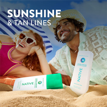 Native Mineral Sunscreen Spray SPF 30, Unscented, with 100% Mineral Zinc Oxide for Face & Body, Hawaii Compliant, Vegan, No White Cast - 7 oz
