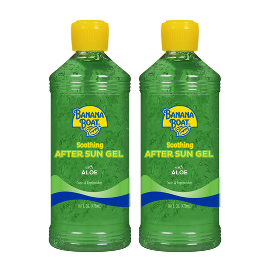 Banana Boat Soothing After Sun Gel with Aloe Twin Pack | Aloe Vera Gel, Sunburn Relief, After Sun Care, 16 fl oz each