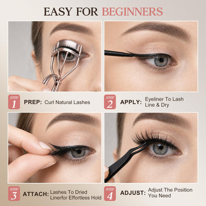 Magnetic Eyelashes with Applicator Eyeliner Natural Fake Eyelashes 10 Pairs
