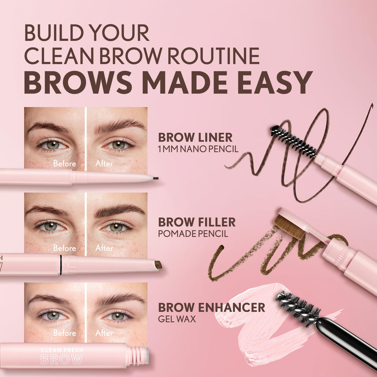 Covergirl Clean Fresh Brow Enhancer, 100 Clear, Gel Wax, Flexible Hold, Non-Sticky, Non-Crunchy, All-Day Wear, Vegan Formula, 0.18 fl oz