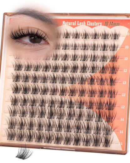 Spikes Lash Clusters Natural Fluffy Cluster Lashes Short 10-12-14mm CD Curl Wispy Cluster Eyelash Extensions Anime Fairy Eyelash Clusters DIY Clear Band Individual Lash Extension Born Doll Manga Look