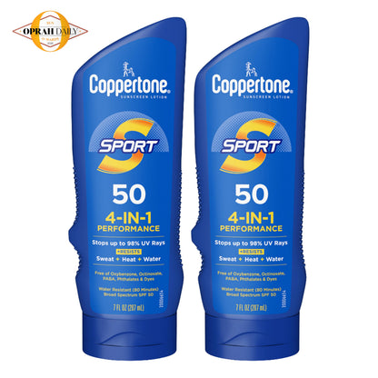 Coppertone SPORT Sunscreen Lotion SPF 50, Value Pack, 2 x 7 FL OZ