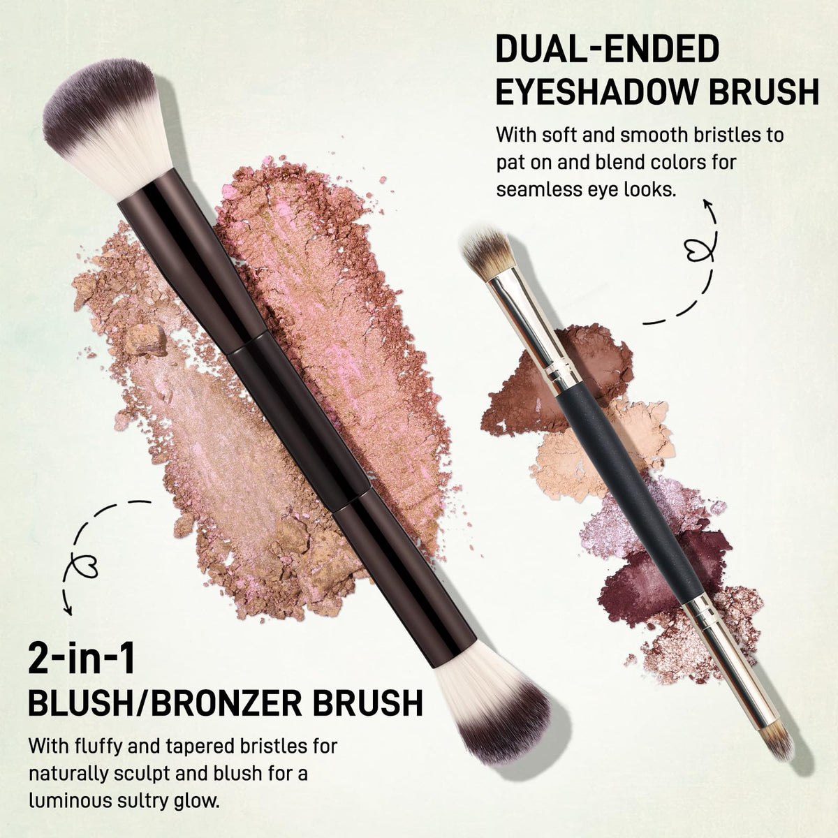 UCANBE Full Size Baked Makeup Palette Set - Include Blush, Bronzer, 8 Eyeshadows & Brushes, Pigmented All-in-One Face & Eye Compact Powder Beauty Holiday Gift Kit for Starter & Pros, Travel Friendly