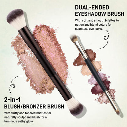 UCANBE Full Size Baked Makeup Palette Set - Include Blush, Bronzer, 8 Eyeshadows & Brushes, Pigmented All-in-One Face & Eye Compact Powder Beauty Holiday Gift Kit for Starter & Pros, Travel Friendly
