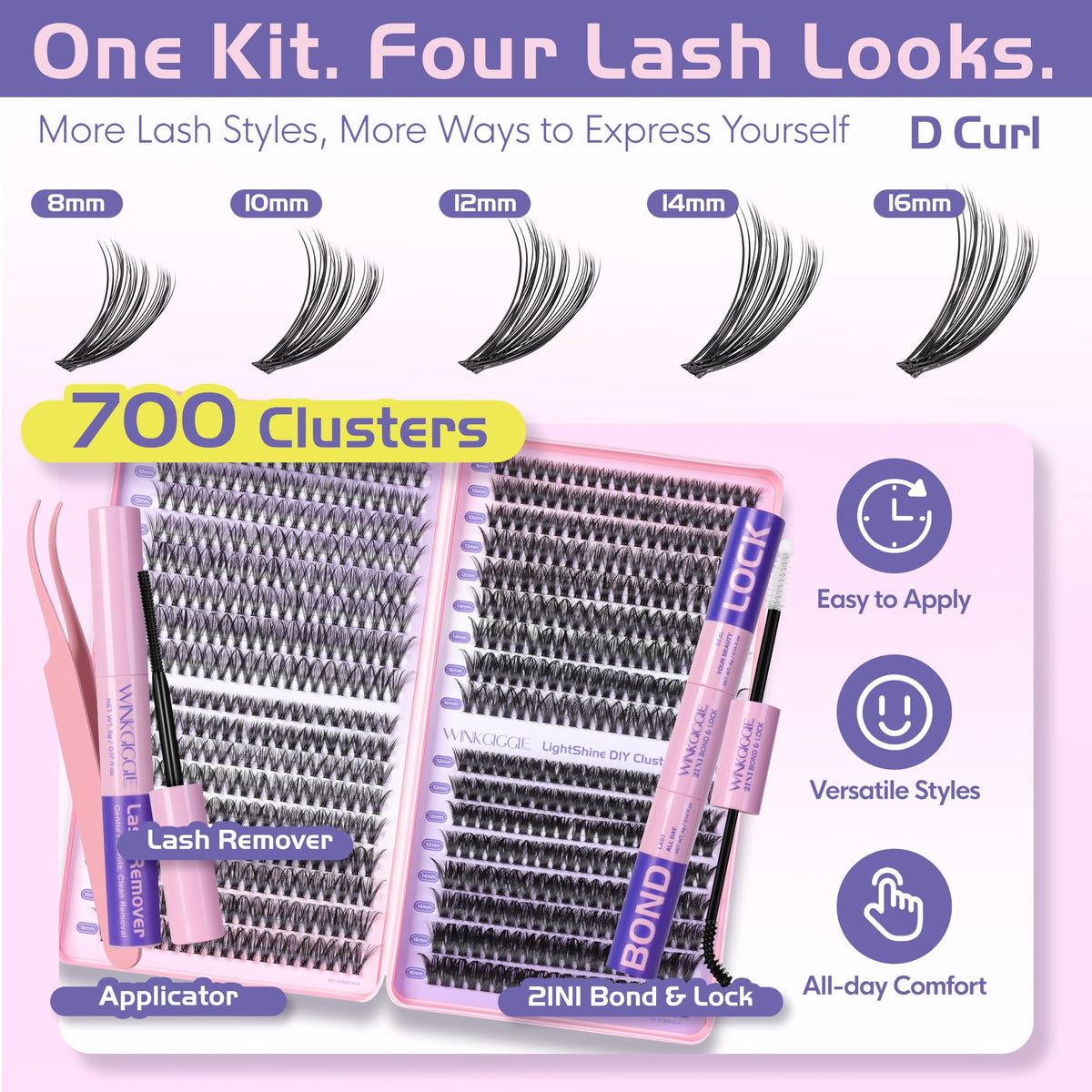 WINKGIGGLE Lash Clusters Kit 700pcs, Eyelash Clusters Kit