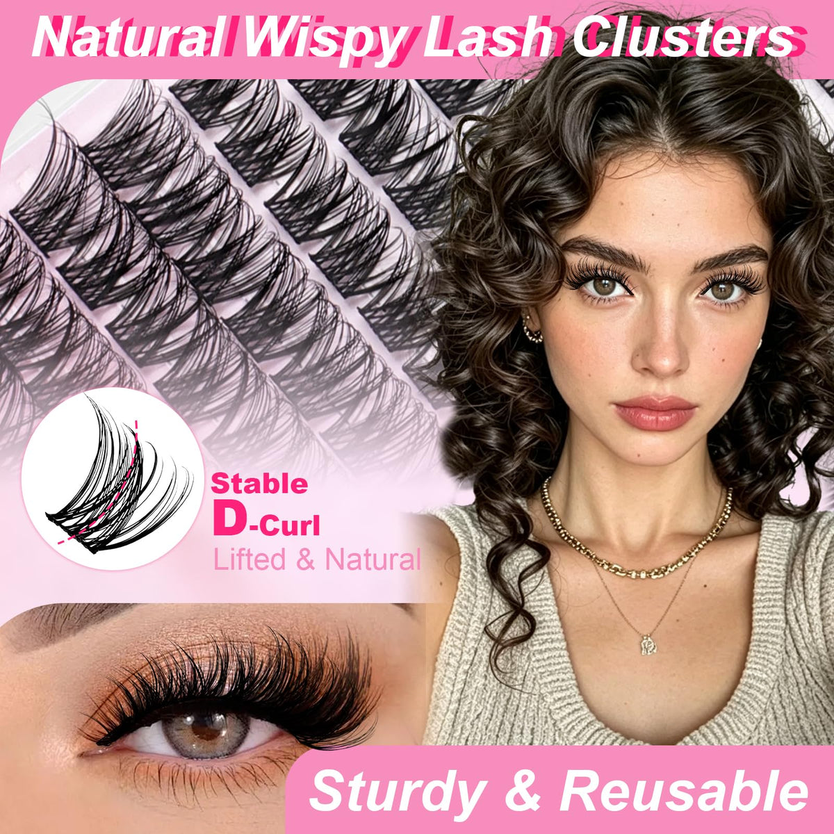 FADLASH Lash Clusters Wispy Eyelash Clusters D Curl Individual Natural Cluster Eyelash Extensions 168Pcs Eyelash Extensions 8-16mm Black Thin Band Soft and Reusable (GS49)