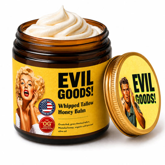 EVIL GOODS Unscented Whipped Tallow Honey Balm, 4oz Jar