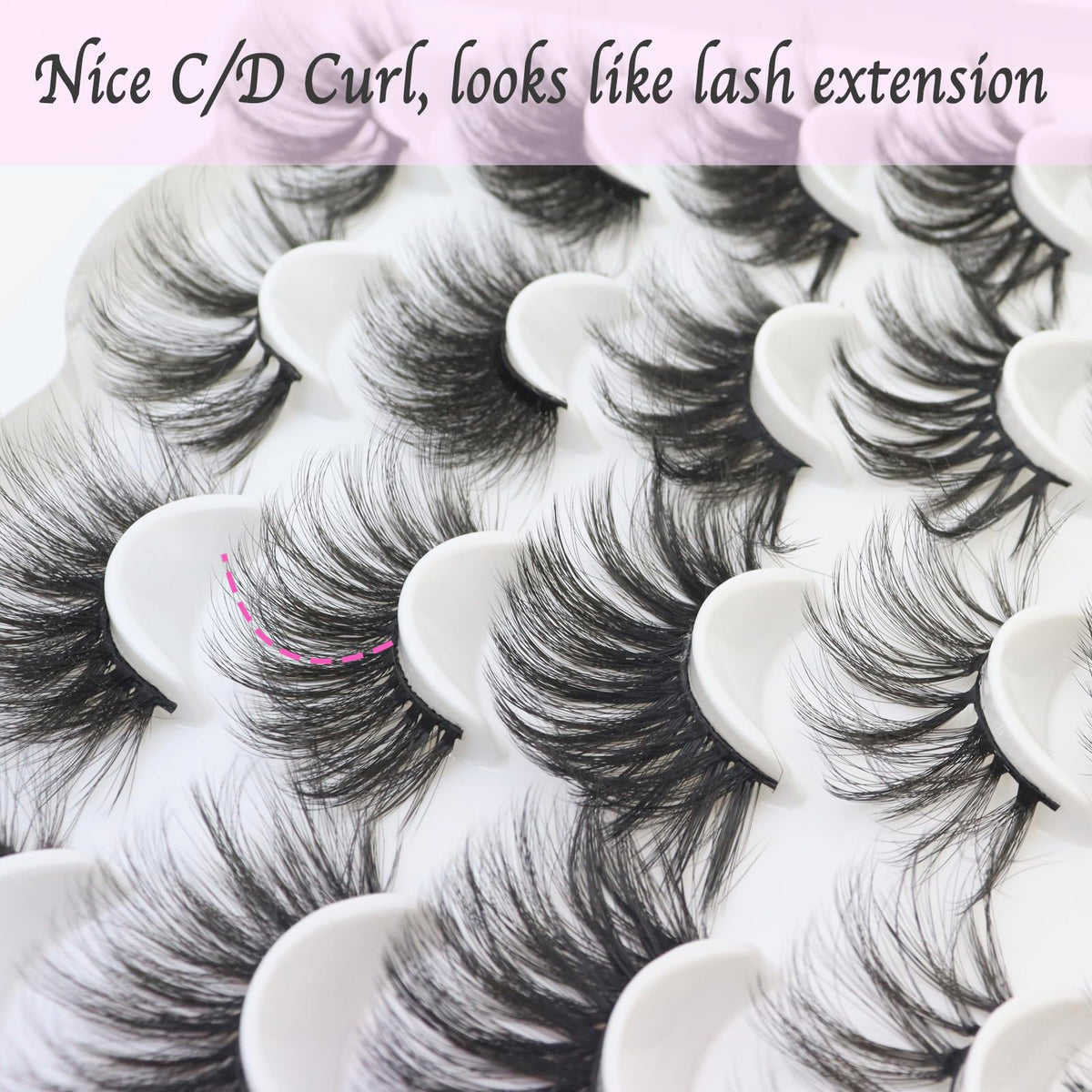 DAODER False Eyelashes 25MM Mink Lashes Dramatic Look Fluff Long Fake Eyelashes Wispy 25mm False Lashes Strip 10 Variety Pairs Mixed for Halloween Bold Makeup