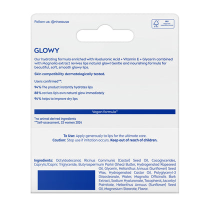 NIVEA Glowy Lip Care, Hydrating Lip Balm, 0.35 FL OZ