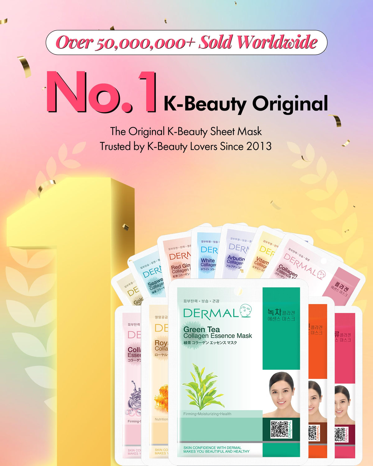 DERMAL 39 Korean Essence Sheet Mask Variety Pack, 39 Formulas, No Repeats