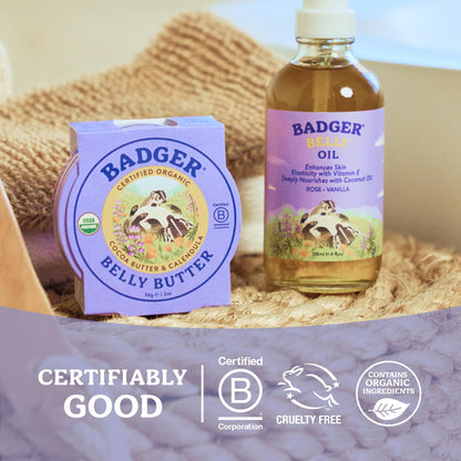 Badger Organic Belly Butter, Cocoa Butter & Coconut, 2 oz Tin