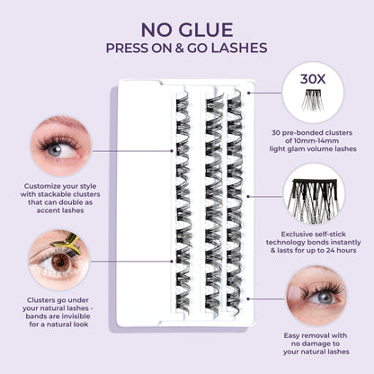 Kiss Impress False Eyelashes, Lash Clusters, Falsies, 'Curly', 10mm-14mm, Includes 30 Clusters, Contact Lens Friendly, Easy to Apply, Reusable Strip Lashes