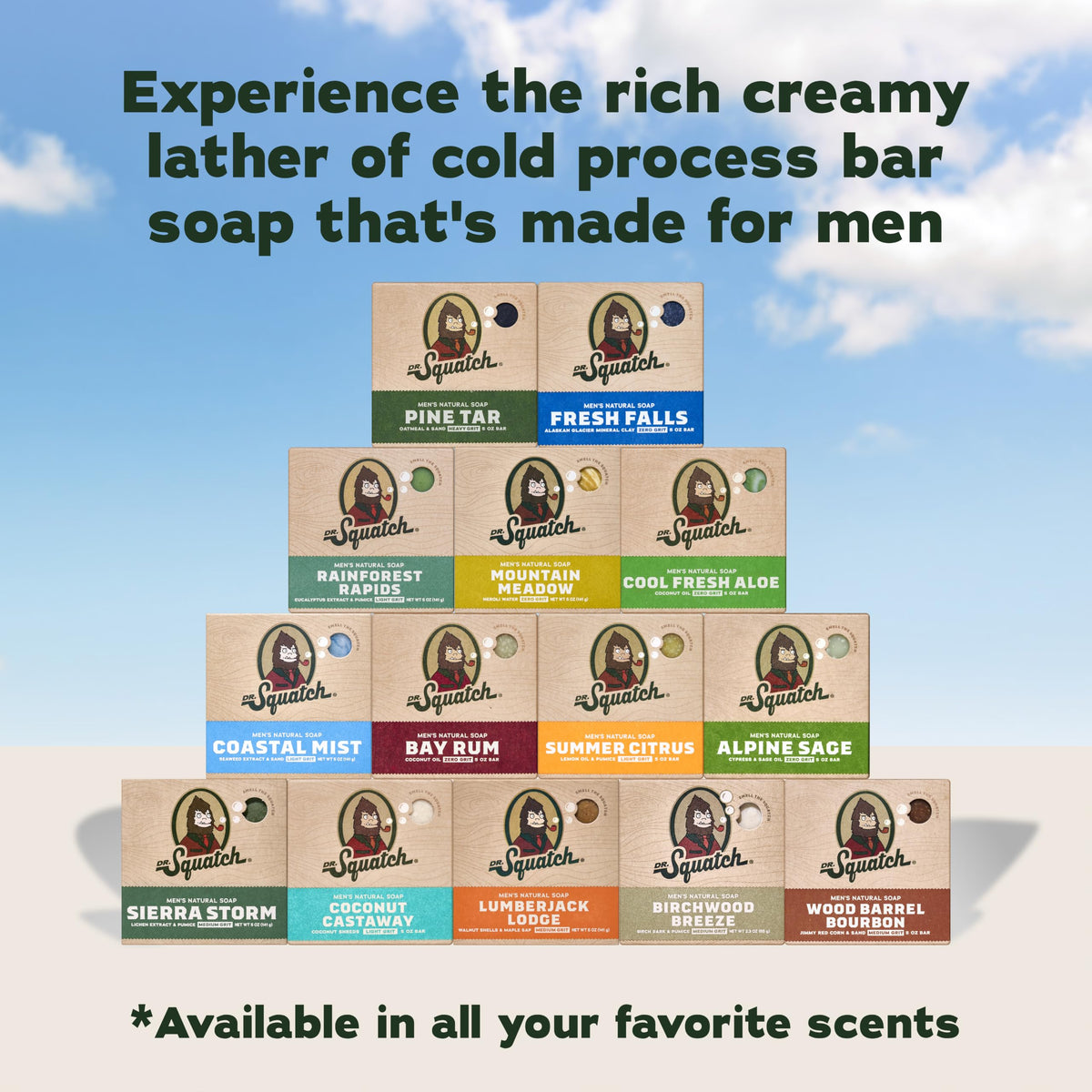 Dr. Squatch Mini Natural Men’s Bar Soap, Body Soap Bar (2.3oz, 3-Pack)
