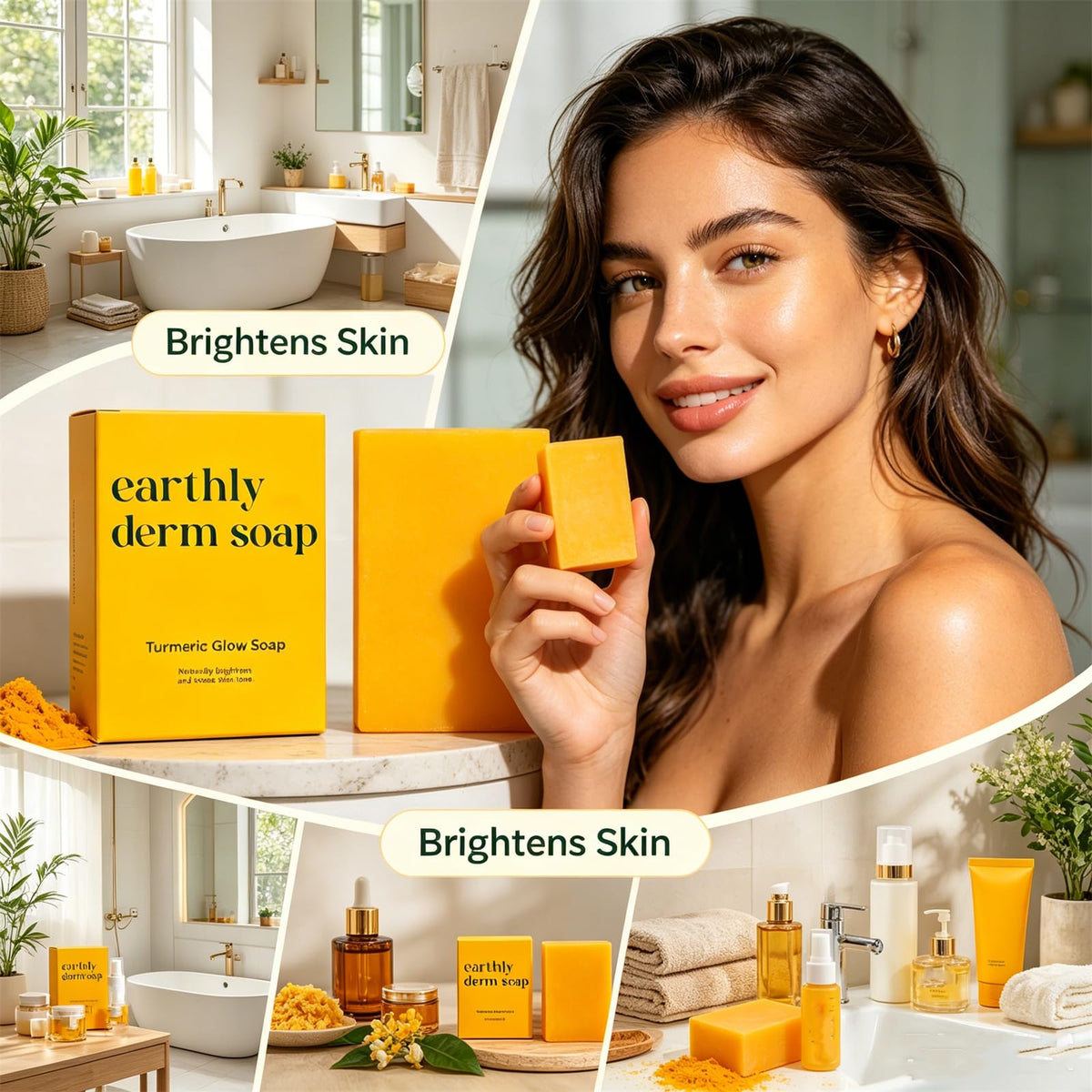 Earthly Derm Turmeric Glow Soap, Natural Handmade Bar, Gentle Cleansing and Moisturizing, for All Skin Types (1PCS, 3.5OZ)