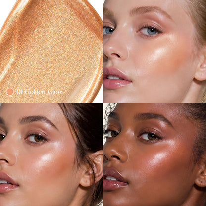 Liquid Dewy Blush, Buildable Blush Liquid with Natural Glow Finish, Hydrating Long Wearing Creme Blushes for Cheeks, Lightweight Blendable Formula, Smooth Easy Apply Blushes for Daily Makeup, Golden