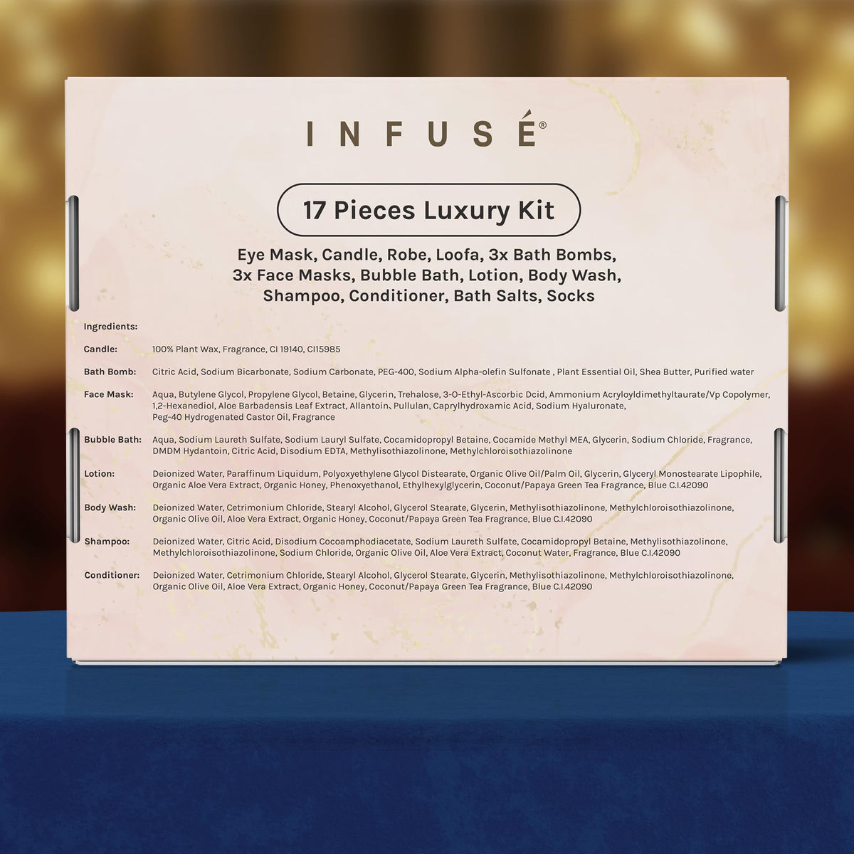 INFUSÉ 10-Piece Spa Gift Box for Women | Self-Care Set with Eye Mask, Loofa, Bath Bombs, Face Masks, Bubble Bath, Lotion, Body Wash & Bath Salts | Perfect Gift for Mom, Grandma, Wife, or Loved Ones