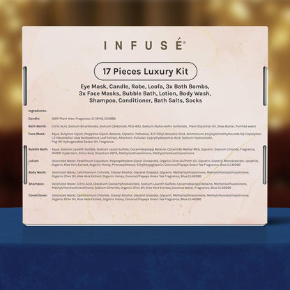 INFUSÉ 10-Piece Spa Gift Box for Women | Self-Care Set with Eye Mask, Loofa, Bath Bombs, Face Masks, Bubble Bath, Lotion, Body Wash & Bath Salts | Perfect Gift for Mom, Grandma, Wife, or Loved Ones
