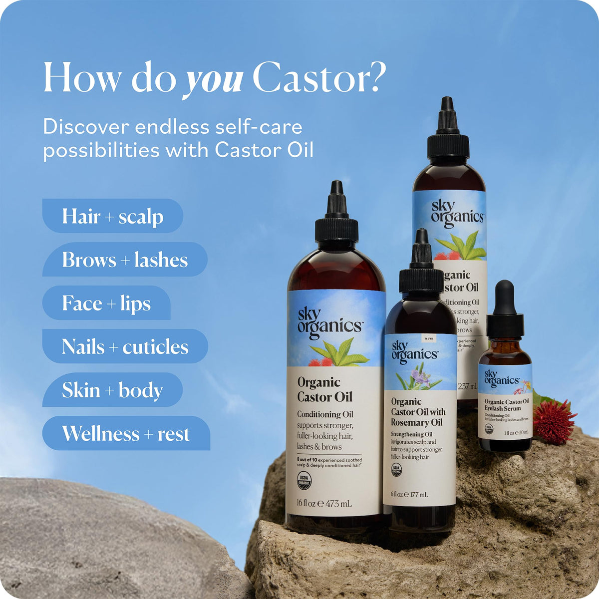 Sky Organics Organic Castor Oil Pack Wrap Set 16oz , Reusable Wraps
