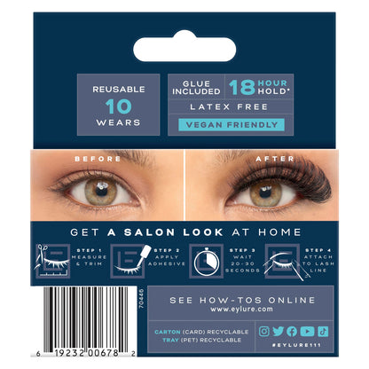 Eylure Salon Extension Look False Eyelashes, Volume No. 111, 1 Pair