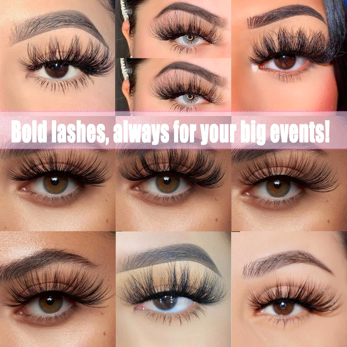 DAODER False Eyelashes 25MM Mink Lashes Dramatic Look Fluff Long Fake Eyelashes Wispy 25mm False Lashes Strip 10 Variety Pairs Mixed for Halloween Bold Makeup