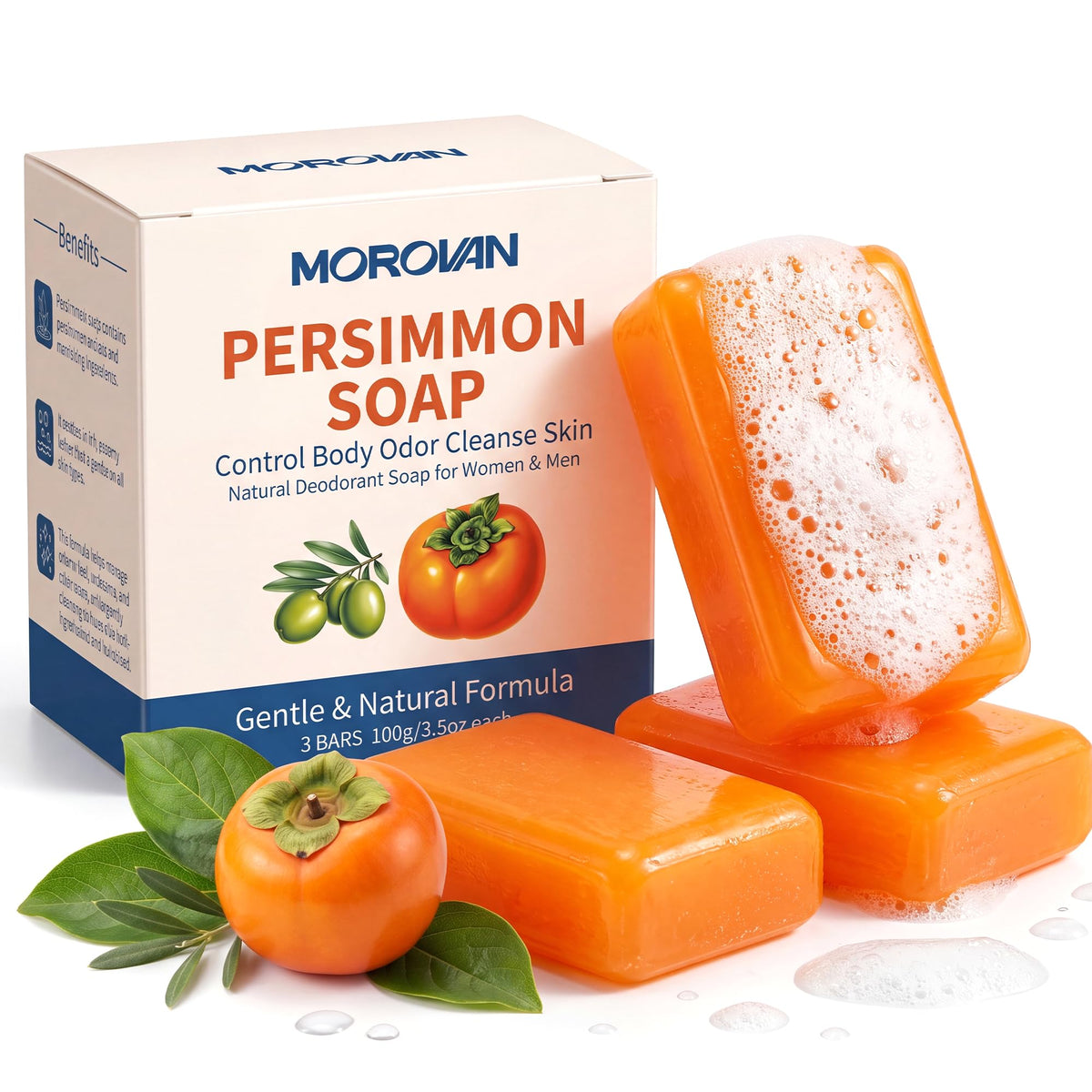 Morovan Persimmon Soap for Body Odor Control - Old People Smell Cleansr