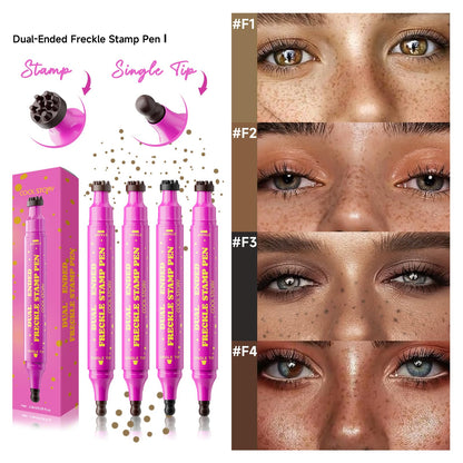 Beauty Glazed Dual-Ended Freckle Stamp Pen – Realistic Faux Freckles Makeup with Soft Sponge Stamp & Precision Tip – Waterproof Long-Lasting Freckle Marker for Natural or Bold Looks (01 Beige Brown)