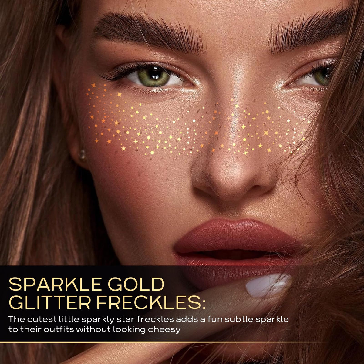 Glitter Freckles Face Tattoo,10pcs Gold Sparkle Freckles