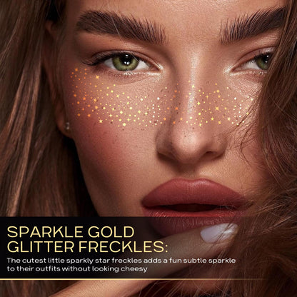 Glitter Freckles Face Tattoo,10pcs Gold Sparkle Freckles