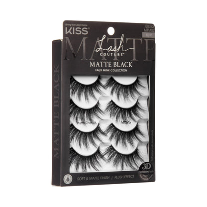 Kiss Matte Black, False Eyelashes, 'Matte Cheviot', 18mm-20mm, Includes 4 Pairs Of Lashes, Easy to Apply, Reusable Lash Clusters