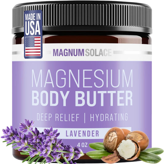 Magnum Solace Magnesium Body Butter - Nighttime Magnesium Cream - Lightly Scented (Lavender)