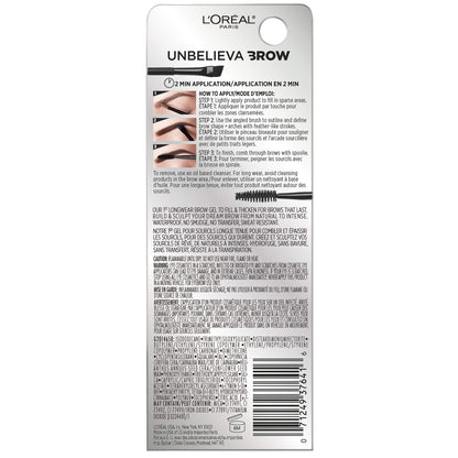L'Oreal Paris Unbelieva-Brow Longwear Waterproof Tinted Brow Gel, Smudge-resistant, Transfer- Proof, Quick Drying, Easy and quick application with precise brush, Dark Brunette, 0.15 fl. oz.