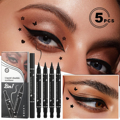 XINGXYUEL 5PCS Double-headed Liquid Winged Black Eyeliner Stamp Pen Set