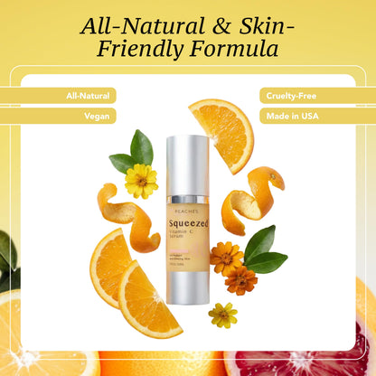 Peaches Skin Care Vitamin C Serum with Kakadu Plum and CoQ10, 1 fl oz