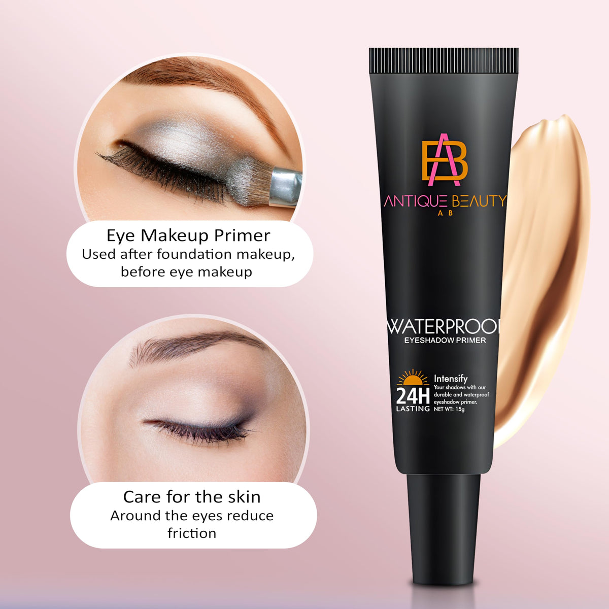 Waterproof Eyeshadow Primer for Oily Eyelids – 24H Long Lasting, Smudge-Proof Eye Primer Base for All Skin Tones – Antique Beauty (15 g)