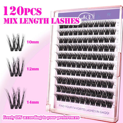 GAQQI Lash Clusters,Wispy Volume Eyelash Clusters 10-14mm,110PCS,3D-GQ08