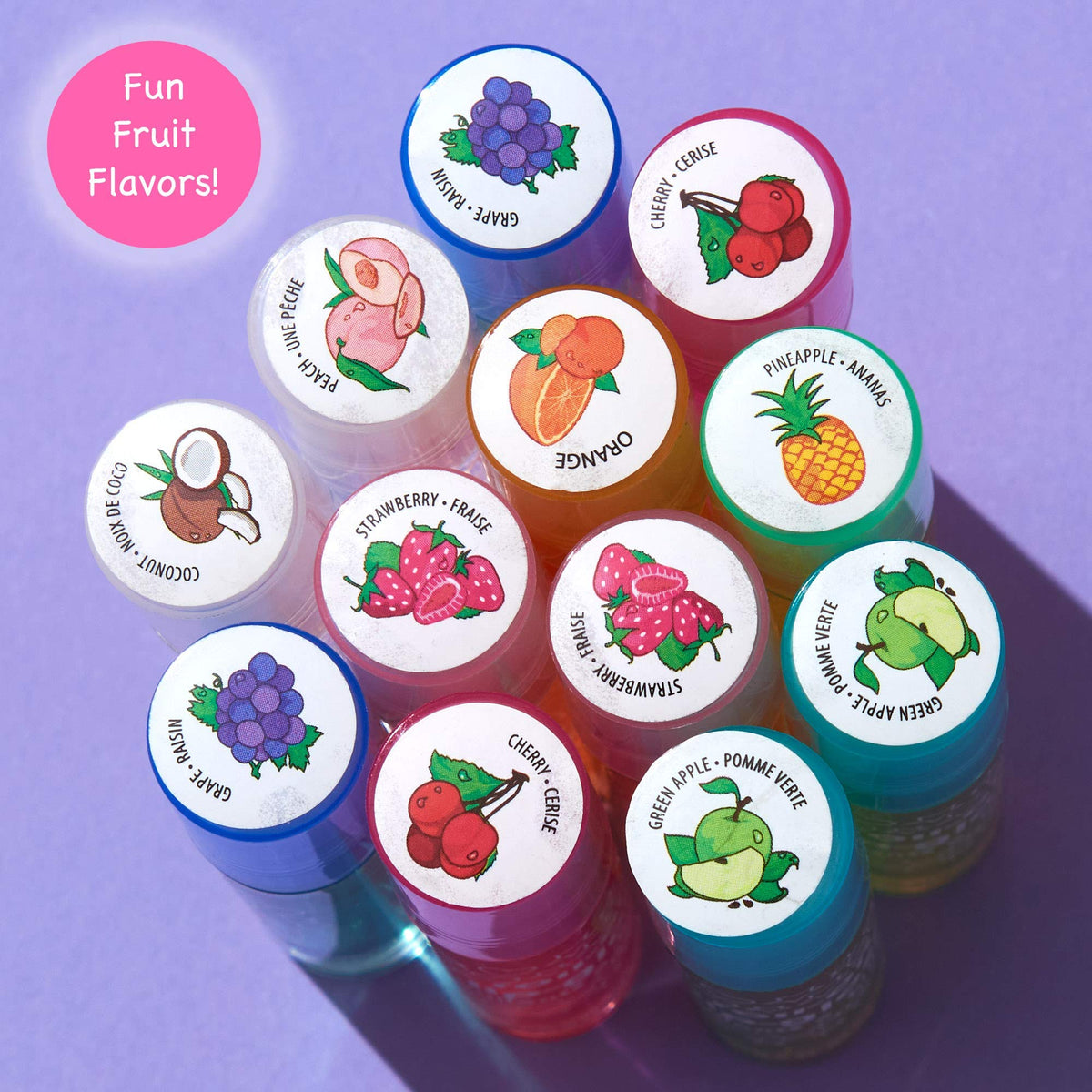 12pc Roll-On Lip Gloss Set with Carrying Case - Fruity Non-Toxic Glossy