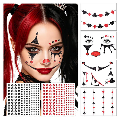 Halloween Clown Face Tattoos, Temporary Tattoos for Costume Makeup Cosplay