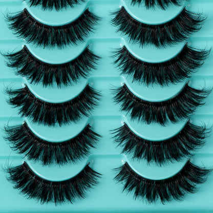 APCYUST Lashes Volume Mink Eyelashes 10 Pairs Natural Cateye Lash Strips Wispy Cat Eye Lashes Natural Look Short Thick Fluffy False Strip Eyelash Full Fake Lash Pack Black Pestañas Postizas for Women