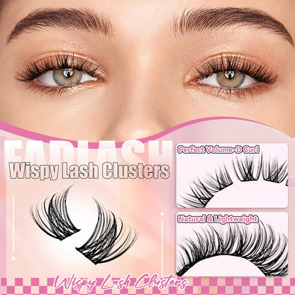 FADLASH Lash Clusters Wispy Eyelash Clusters D Curl Individual Natural Cluster Eyelash Extensions 168Pcs Eyelash Extensions 8-16mm Black Thin Band Soft and Reusable (GS49)