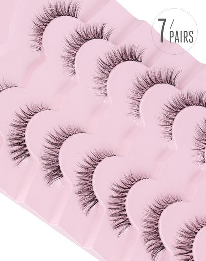 Onlyall Short Natural Eyelashes Natural Fake Lashes Clear Band Lashes False Eyelashes Wispy Lashes Natural Eyelashes 12mm Lashes H24