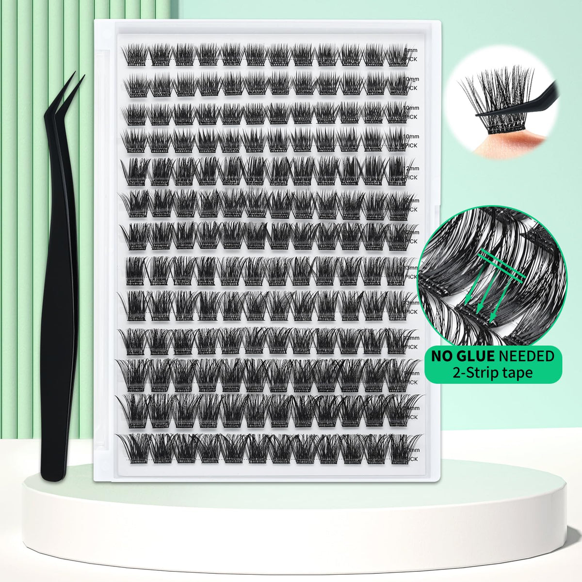 LASHSUN Self Adhesive Wispy Lash Clusters Kit, Mixed Length 8mm-16mm156pcs