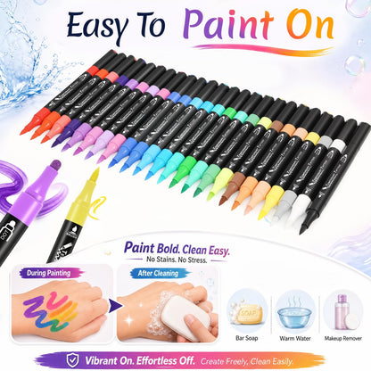 Temporary Tattoos Body Markers 24 Count 50 Temporary Tattoo Stickers 82 Stencils Skin Pens for Teen Girl Gifts Trendy Stuff Cool Birthday Gift Ideas Teens 12 13 14 15 16 17 18 Girls & Adults