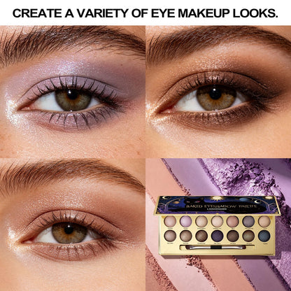 PRALOVIXAE 14-Color Baked Eyeshadow Palette, Matte & Shimmer, Sunset Blush