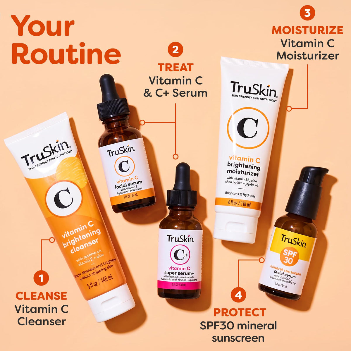 TruSkin SPF 30 Tinted Mineral Sunscreen Face Serum, Zinc Oxide, 1 fl oz