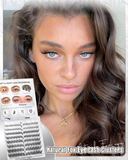 Fox Eye Lash Clusters Natural Clusters Eyelash Extensions 8-14MM Short Eyelash Clusters LC-Curly Pre-Mapped Lash Clusters Cat Eye Anime Individual Lashes Spikes Fox Eyes Lash Extension by Zegaine
