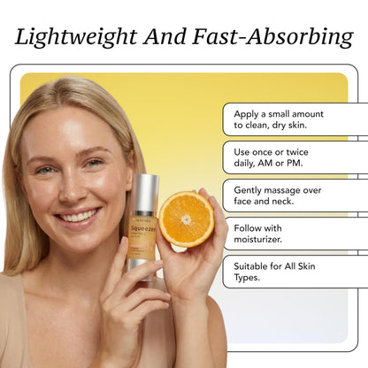 Peaches Skin Care Vitamin C Serum with Kakadu Plum and CoQ10, 1 fl oz