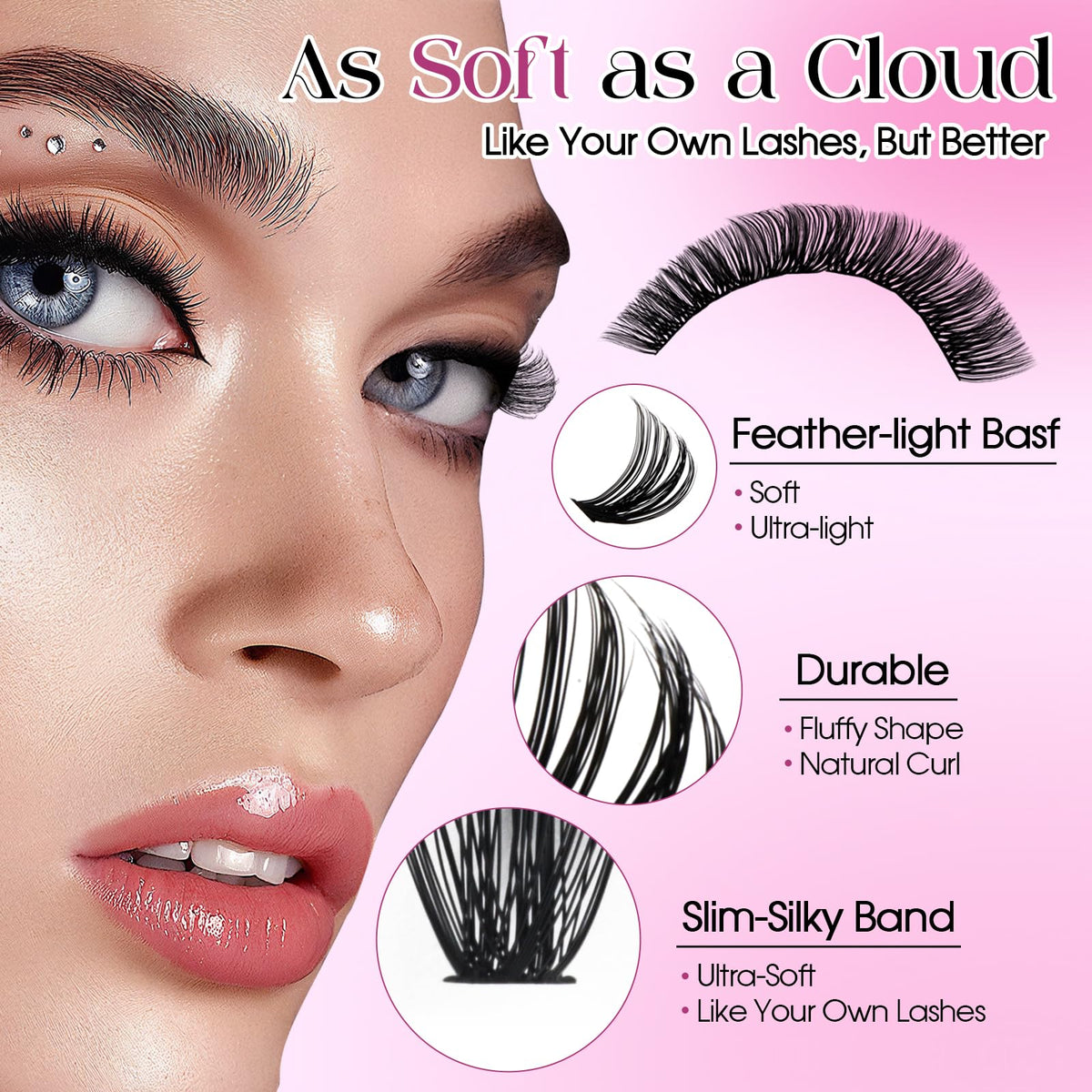 WENDY LASHES Clusters Kit D Curl DIY Eyelash Fluffy Lash Clusters